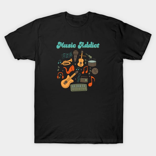 Music Addict T-Shirt by Oiyo